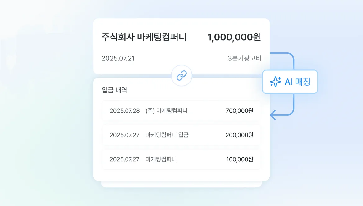 세금계산서 입금내역 AI 매칭 기능 화면